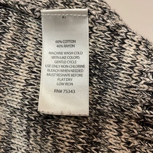 Tahari- Marled Knit Hooded Longline Open-Front Cardigan in Grey- Size S - Picture 8 of 8